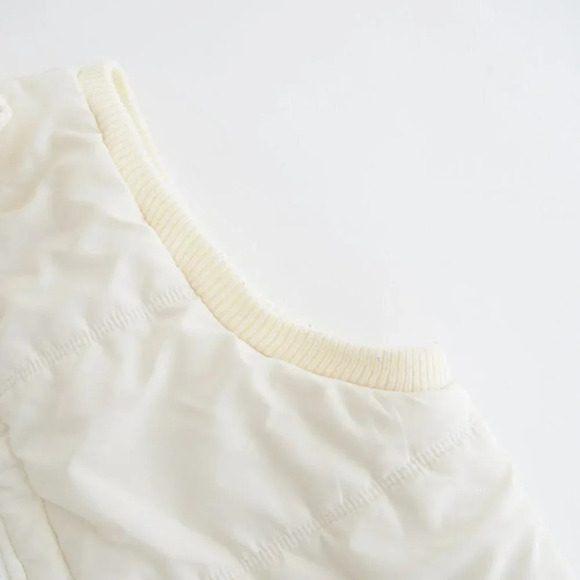 Vintage b.u.m. equipment Cream Zip Up Puff Vest Size  Large - Picture 8 of 10